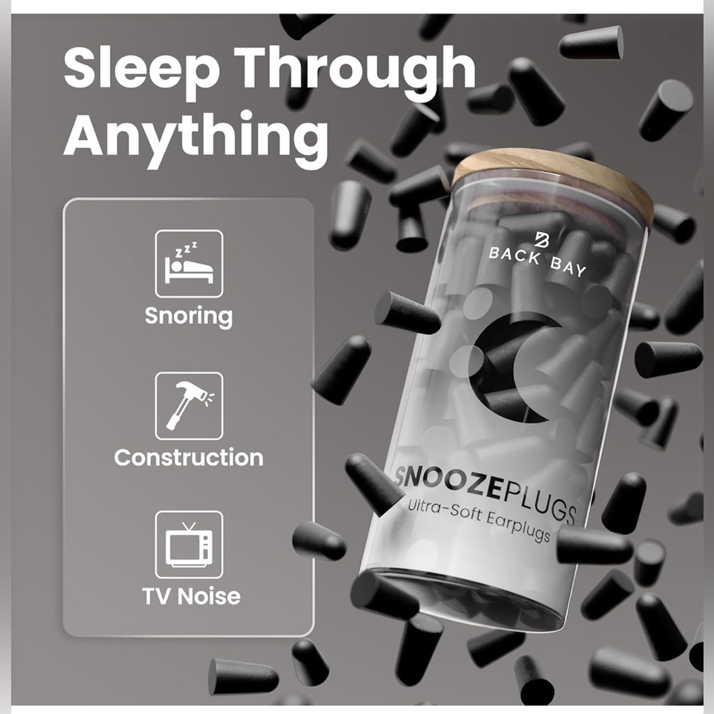 SnoozePlugs Ultra-Soft Earplugs - Black 60 pairs